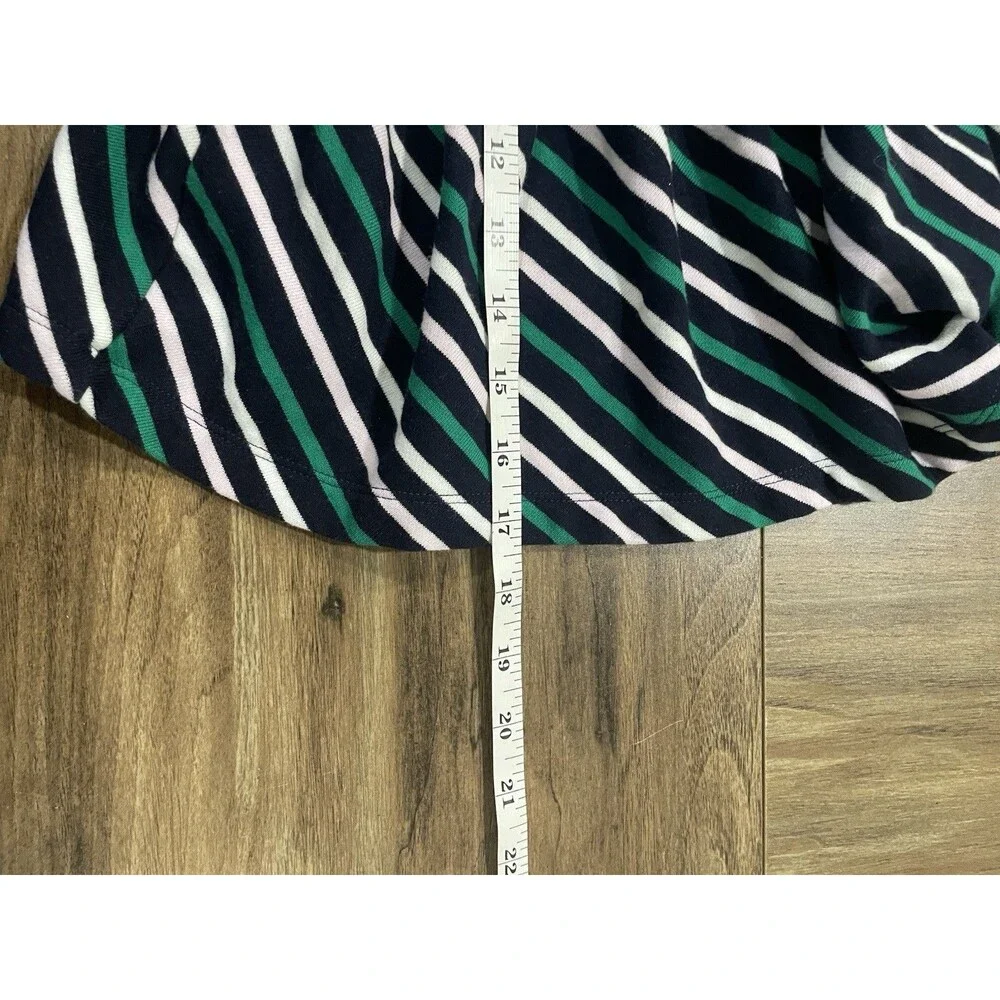 Janie & Jack Navy Blue Green White Striped Long Sleeve Dress Girls Size 5
